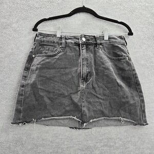 Playboy By Pacsun Women Skirt 28 Gray Denim Mini Bunny Logo Heart Rhinestones‎